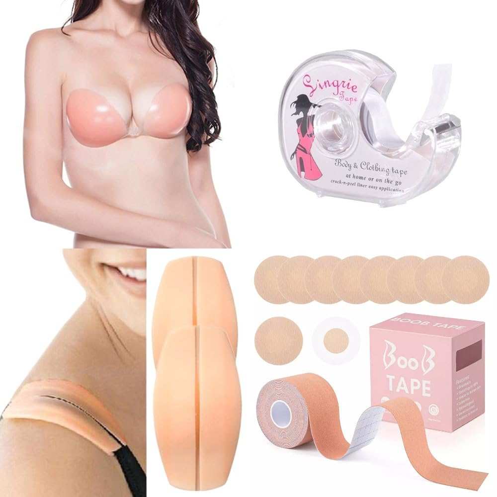 Women's & Girls Silicone Padded Adhesive Wire Free Stick-On Silicone Push Up Free-Bra-image-41