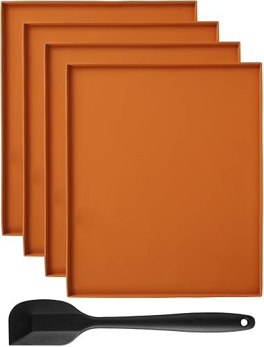 4 hojas deshidratadoras de silicona con borde para frutas, cuero, frutas, carne, verduras, hierbas, bandejas deshidratadoras antiadherentes con