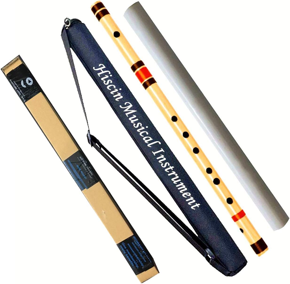 Hiscin C Sharp Medium 18.5 inches Right Handed Wooden cork and well polished Flute with Free Carry Bag(PACK-1)