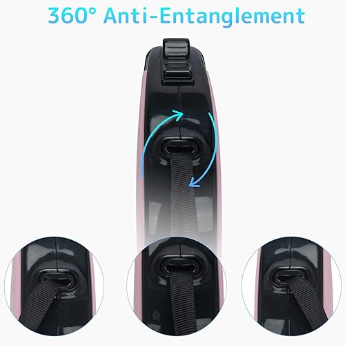 Miniatura 4 de Correa retráctil para perro, correa retráctil para perro de 16 pies, con mango antideslizante, cinta de nailon fuerte sin enredos, freno con una