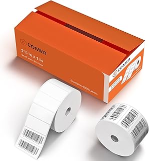 K Comer 2 5/8'' X 1'' Direct Thermal Shipping Labels Stickers for UPC Barcodes, Address, BPA&BPS Free Self-Adhesive Perforated Labels for Thermal Label Printer-2 Rolls, 4000 Labels