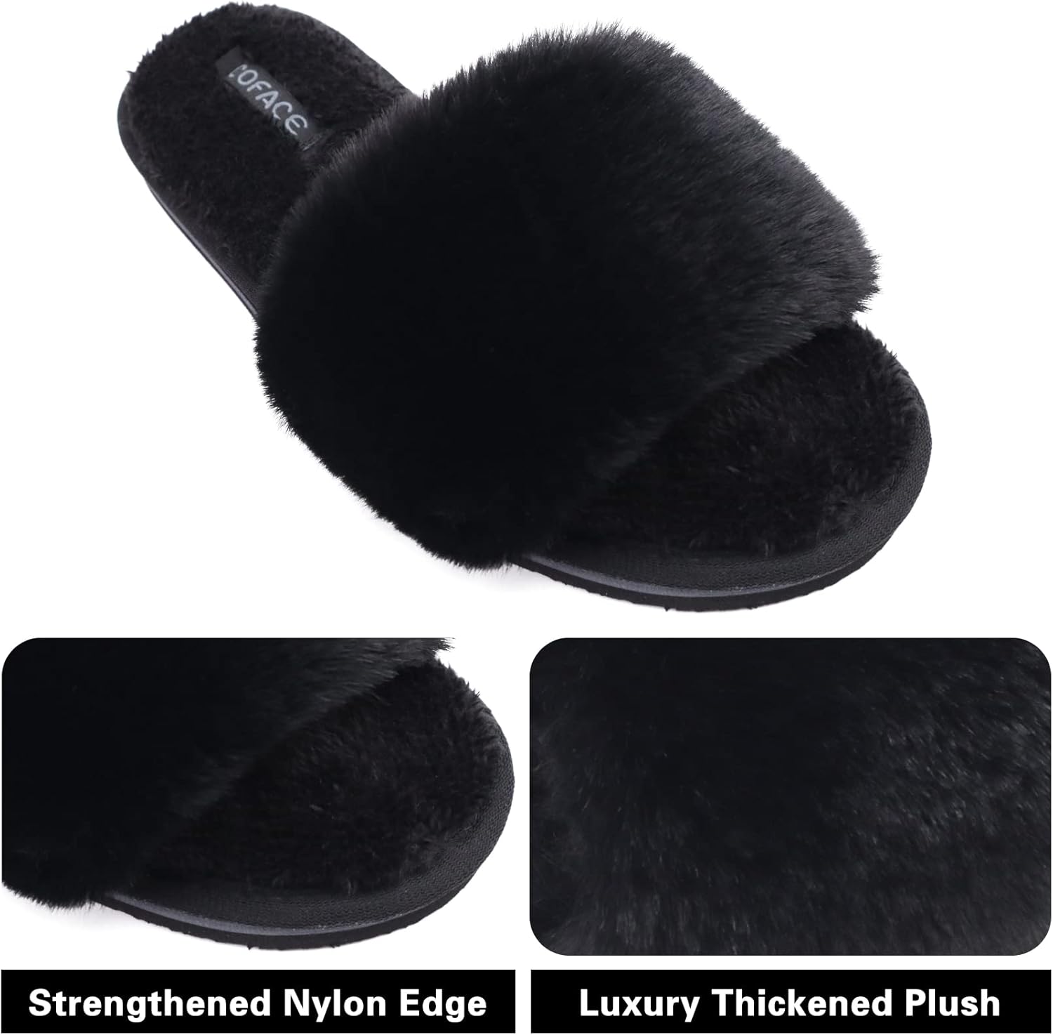 COFACE Womens Slippers with Arch Support Comfy Open Toe Fuzzy Woman House Shoes Plantar Fasciitis Orthotic Ladies Slippers Indoor - Image 4