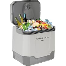 Electric Warmer and Cooler, 35 QT Portable Car Refrigerator, Electric Warmer for Car and Home, 12V Car & 110V AC Plug In Cooler, No Ice Needed, Portable Refrigerator for Travel & Office, Grey