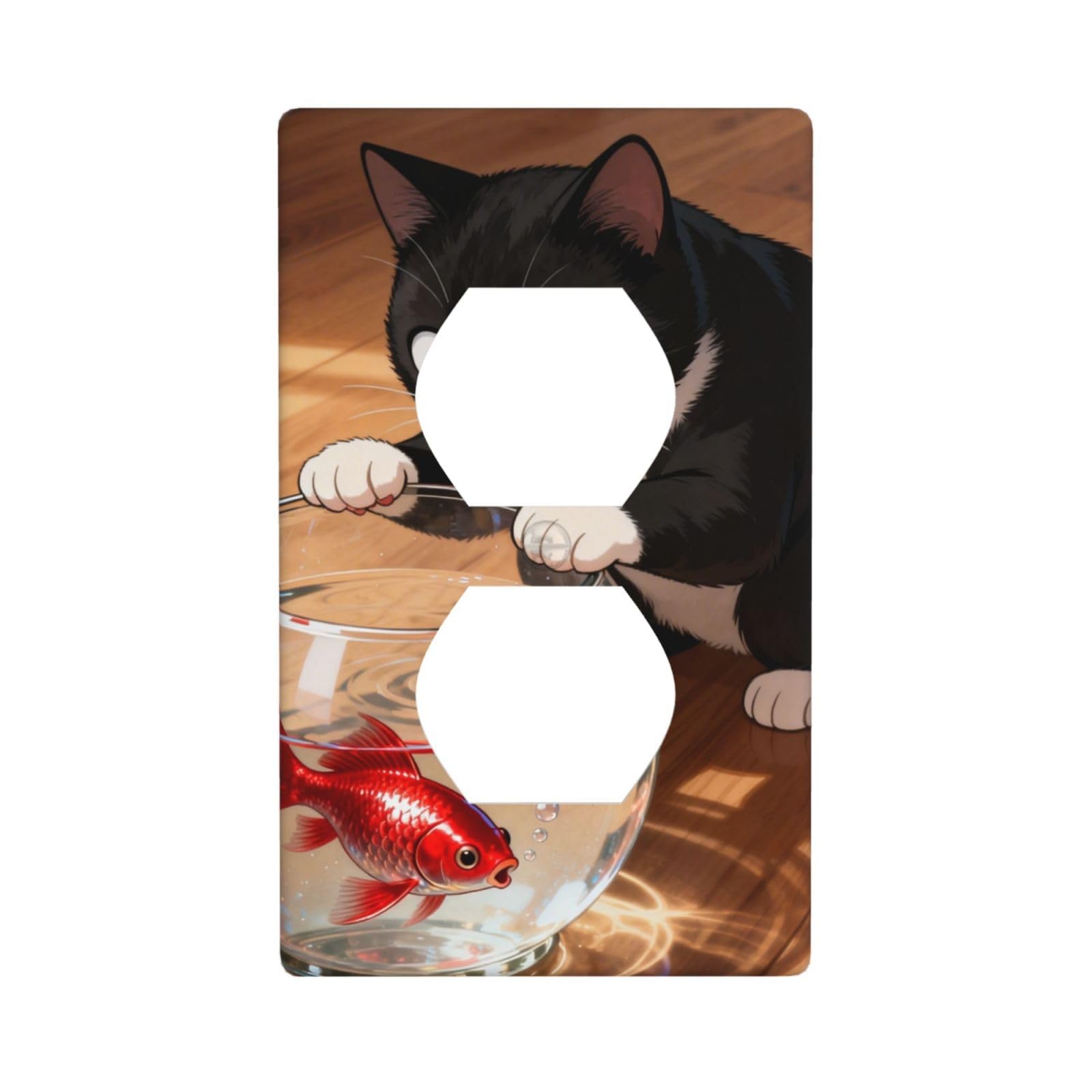 Cat Fish Tank Decorative Switch Plate Cover-Unbreakable Polycarbonate Wall Plate for Home Office, 1 Gang with Screws