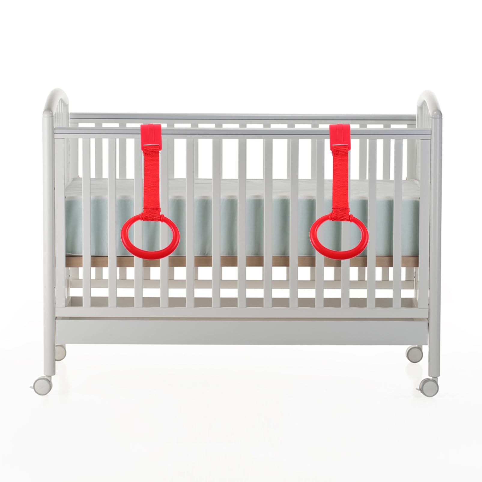 KOMBIUDA Walking Assistant 2pcs Baby Bed Hand Rings Crib Hanging Pull Rings for Infants Nursery Safety Stand Rings