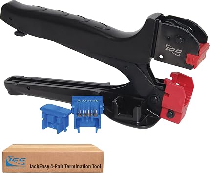 ICC JackEasy 4-Pair Termination Tool for ICC Keystone Jacks Only - Cat6a, Cat6, Cat5e, and Voice Jacks - Professional Handheld, Tabletop, Network Cable Crimp Tool