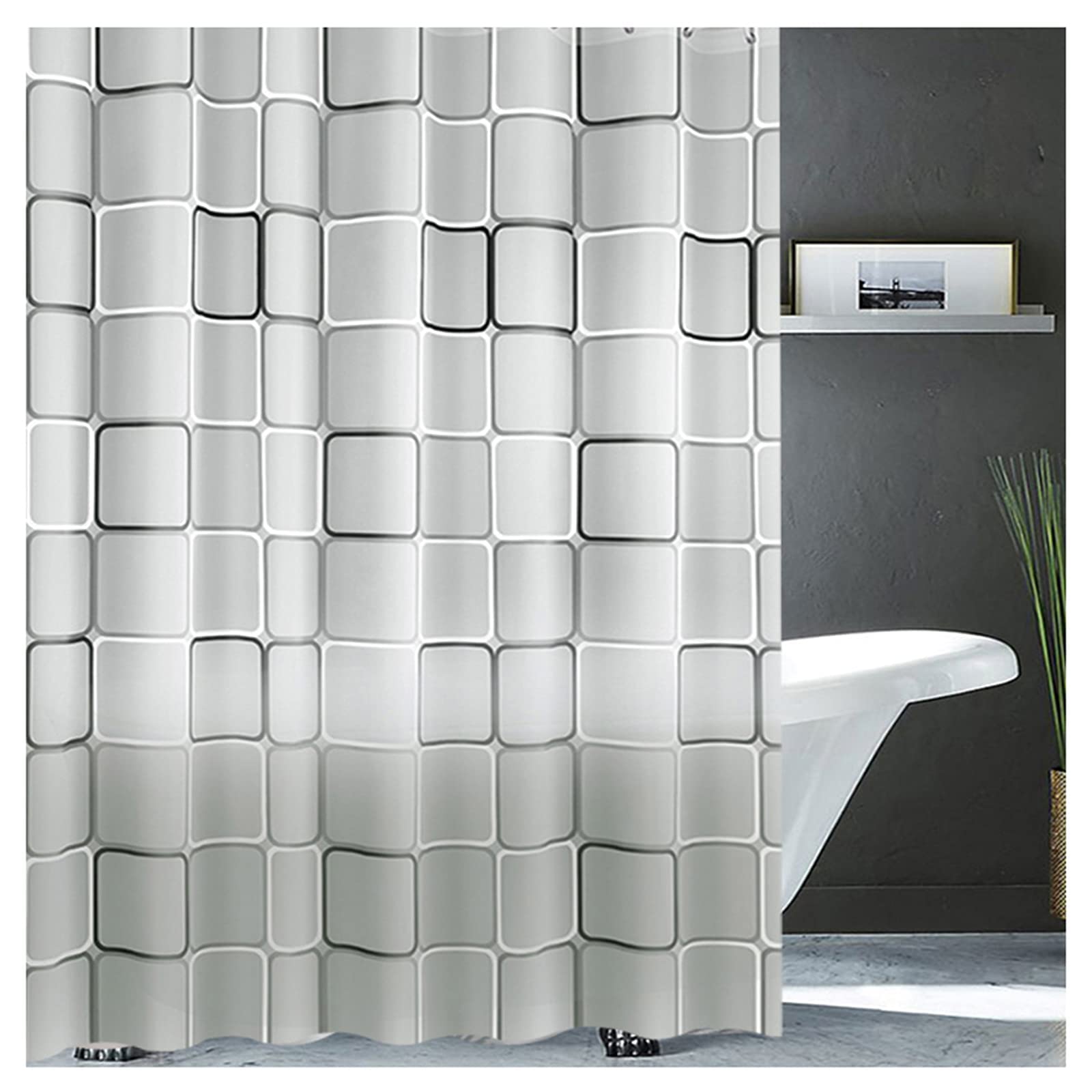 Rideau de douche moderne à grande grille 200x240cm pour baignoire domestique