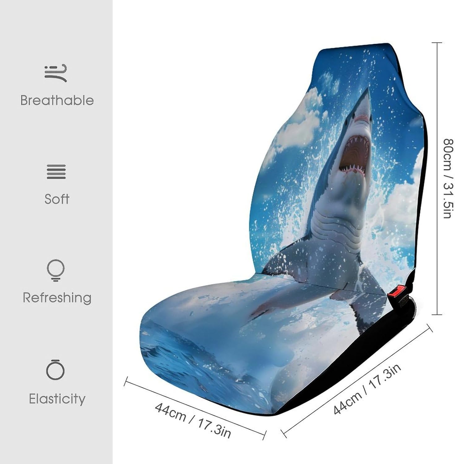 Great White Shark Animal Car Seat Covers Automotive Seat Covers Car Seat Protector Auto Front Seats Protector for Most Cars 1PCS