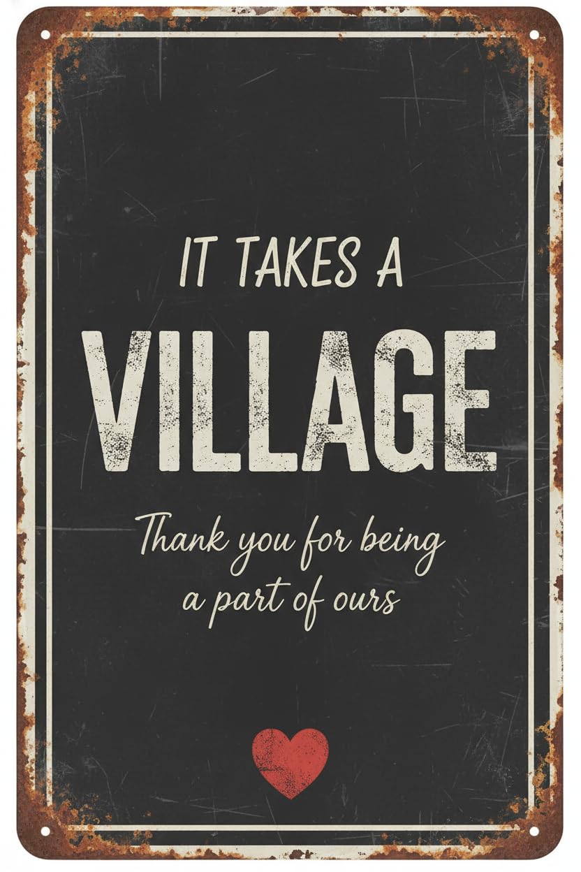 It Takes A Village Motivational Wood Plaque Desk Sign, Black