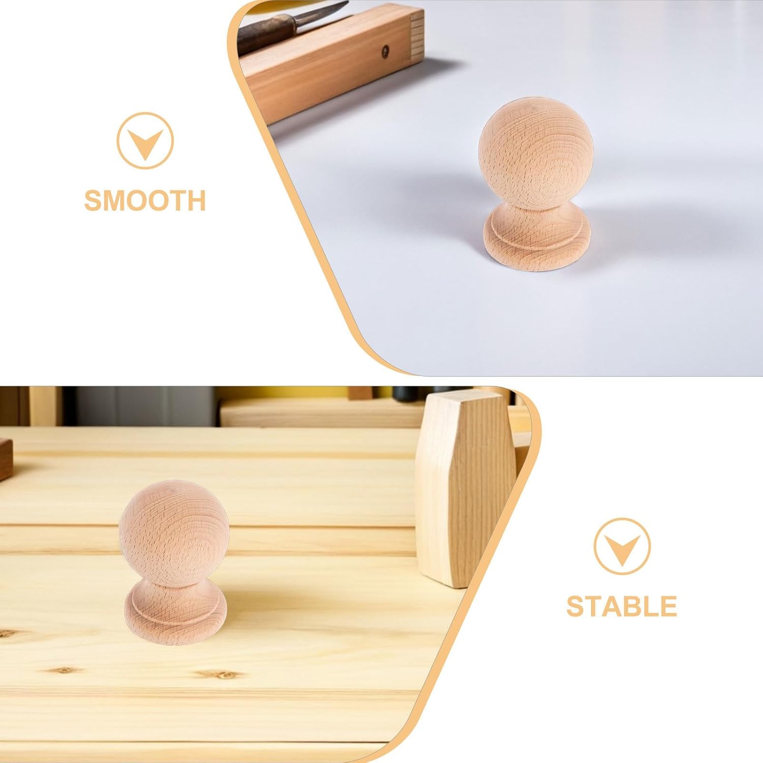 2pcs Wood Finial: Unfinished Bed Post Finial - Wooden Stair Handrail Bed Post Topper for Outdoor Indoor Stair Rail Accessory