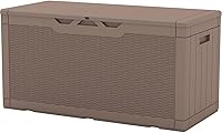 Patiowell 100 Gallon Waterproof Resin Deck Box - Large Outdoor Storage Bench for Patio Cushions, Garden Tools, Dark Brown