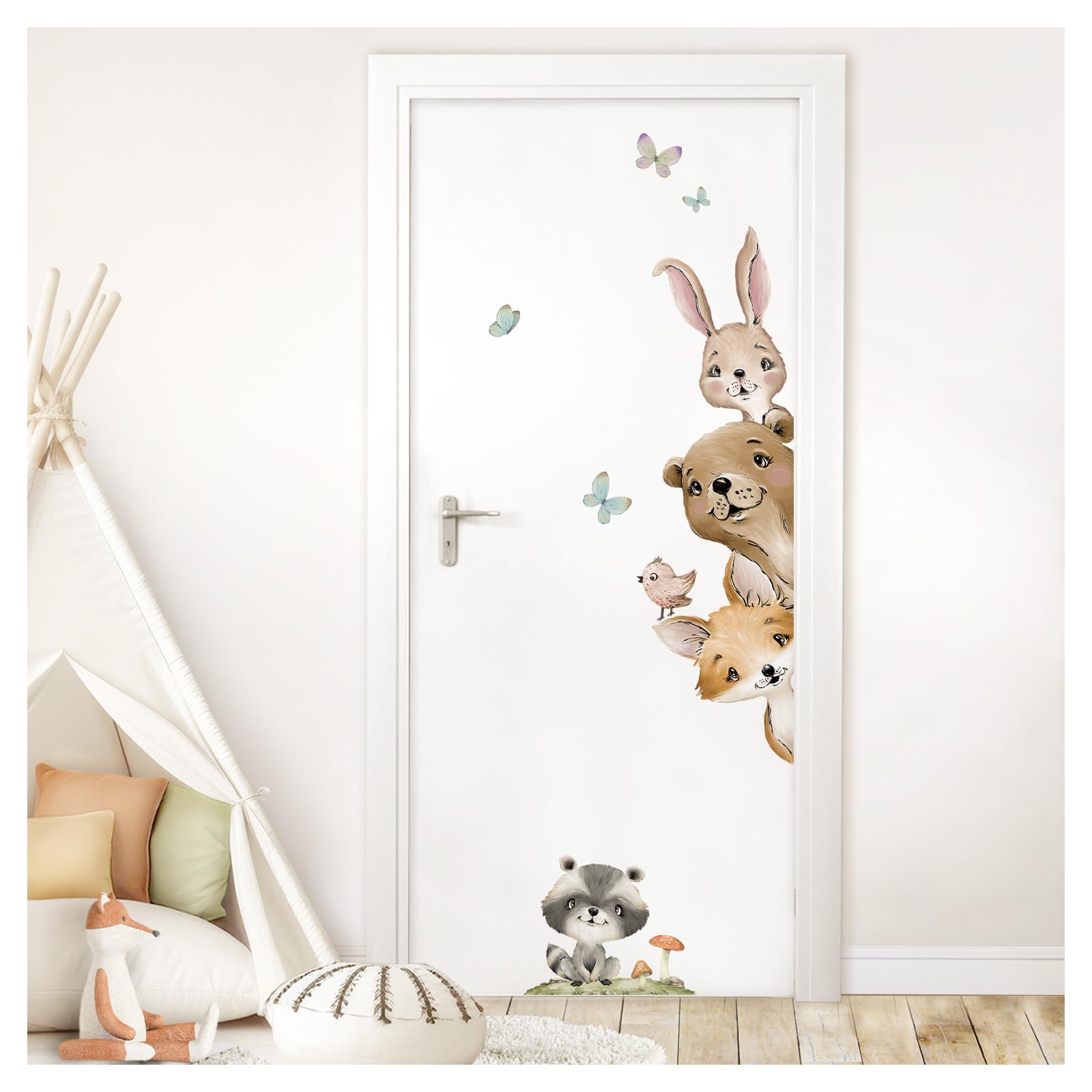 Autocollant de porte animaux de la forêt sticker chambre enfant DK1120-02