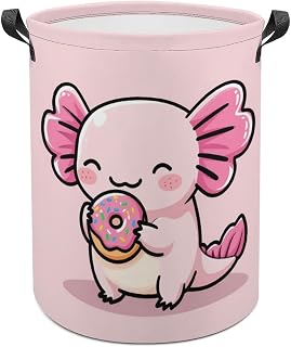 Pink Axolotl Laundry Basket Axolotl Room Decor Donut Laundry Hamper Clothes Hamper Toy Storage Bin for Bedroom Bathroom