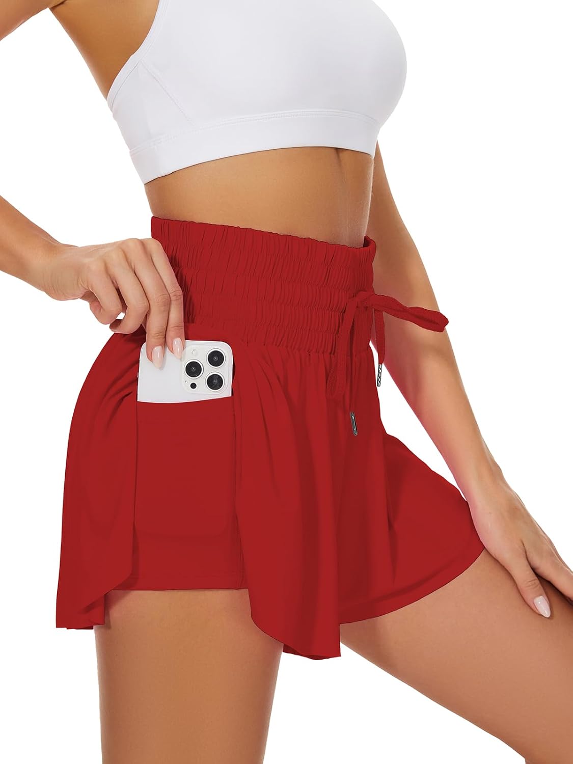 High Waist Flowy Athletic Shorts for Women High Rise Workout Gym Butterfly Shorts