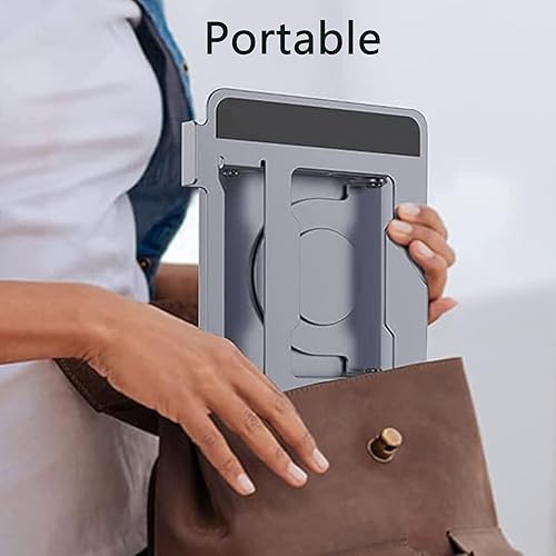 Miniatura 4 de Soporte de aluminio para computadora portátil con base giratoria de 360, altura y ángulo ajustable, diseño ergonómico, compatible con MacBook,