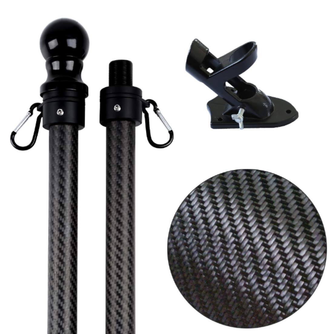 HIBLE Flag Pole 5FT Carbon Fiber Flag Pole Strong Flag Pole for House