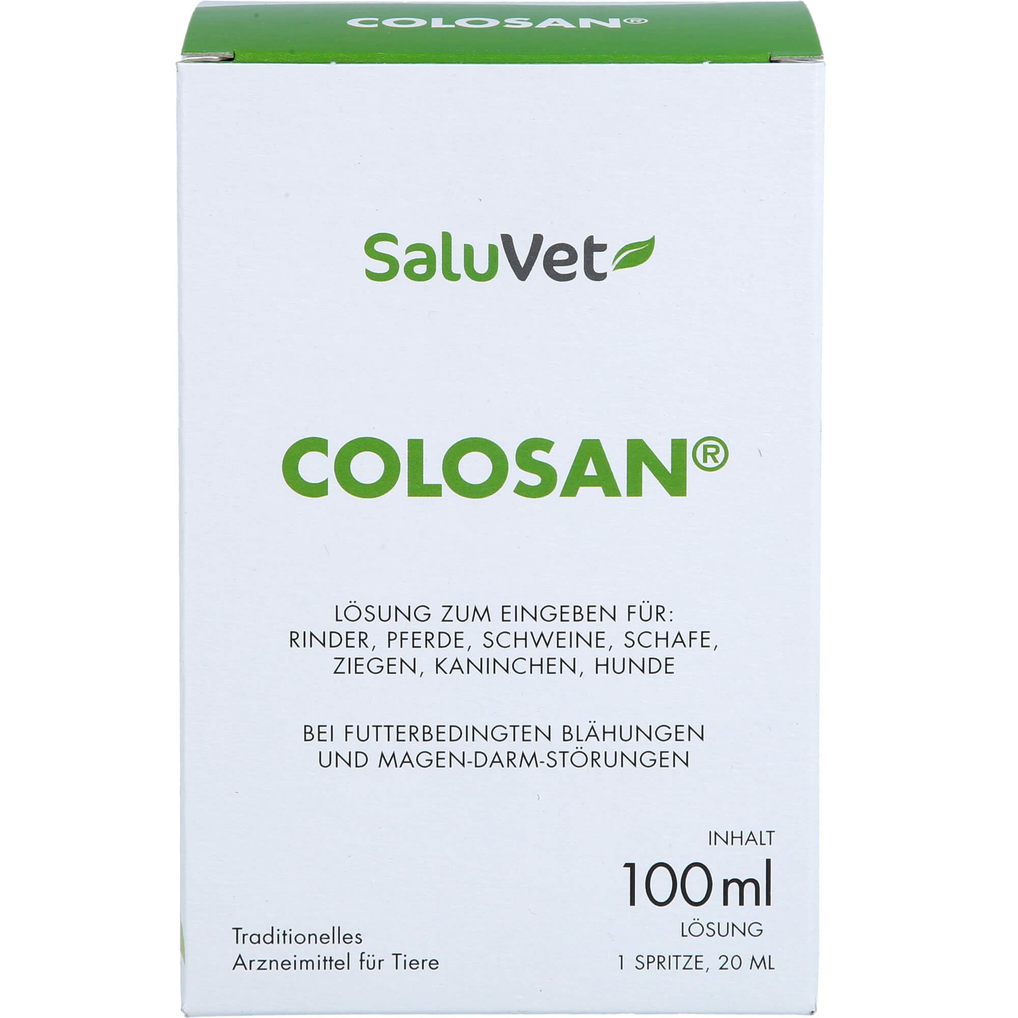 ColoSan | 100 ml | Zugelassenes Arzneimittel für Pferde, Rinder, Schweine, Schafe, Ziegen, Kaninchen und Hunde | Bei futterbedingten Blähungen und Magen-Darm-Störungen