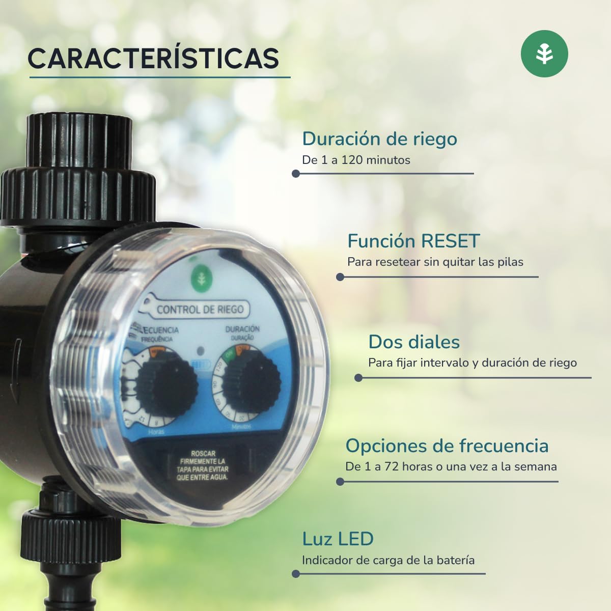 PLANETA HUERTO | Programador d'Arrosage Blindé, Automatisation d'Arrosage, Durée et Fréquence Réglables - Programador de Riego Resistente al Agua, Idéal pour Jardins et Potagers