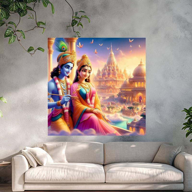 Image of British Terminal Cute little Bal Gopal Baby God Krishna| Kanha Ji | Laddu Lord Makhan Chor Painting Religious Poster for Pregnant Women for wall (matt thin vinyl,sticker,multicolor,unframed)| bj360