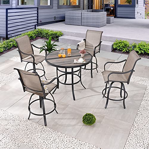 Image of LOKATSE HOME Outdoor Swivel Bistro Stool Set of 4 for Balcony, Poolside, Backyard, Garden, Grey