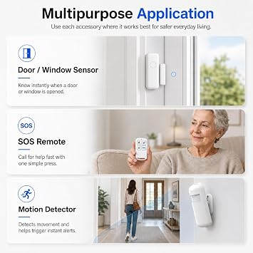 Wireless Home Security System WiFi/4G Home Alarm System with Phone APP Alert | Voice Control | No Subscription Fees | 24/7 Monitoring | Alexa Compatible