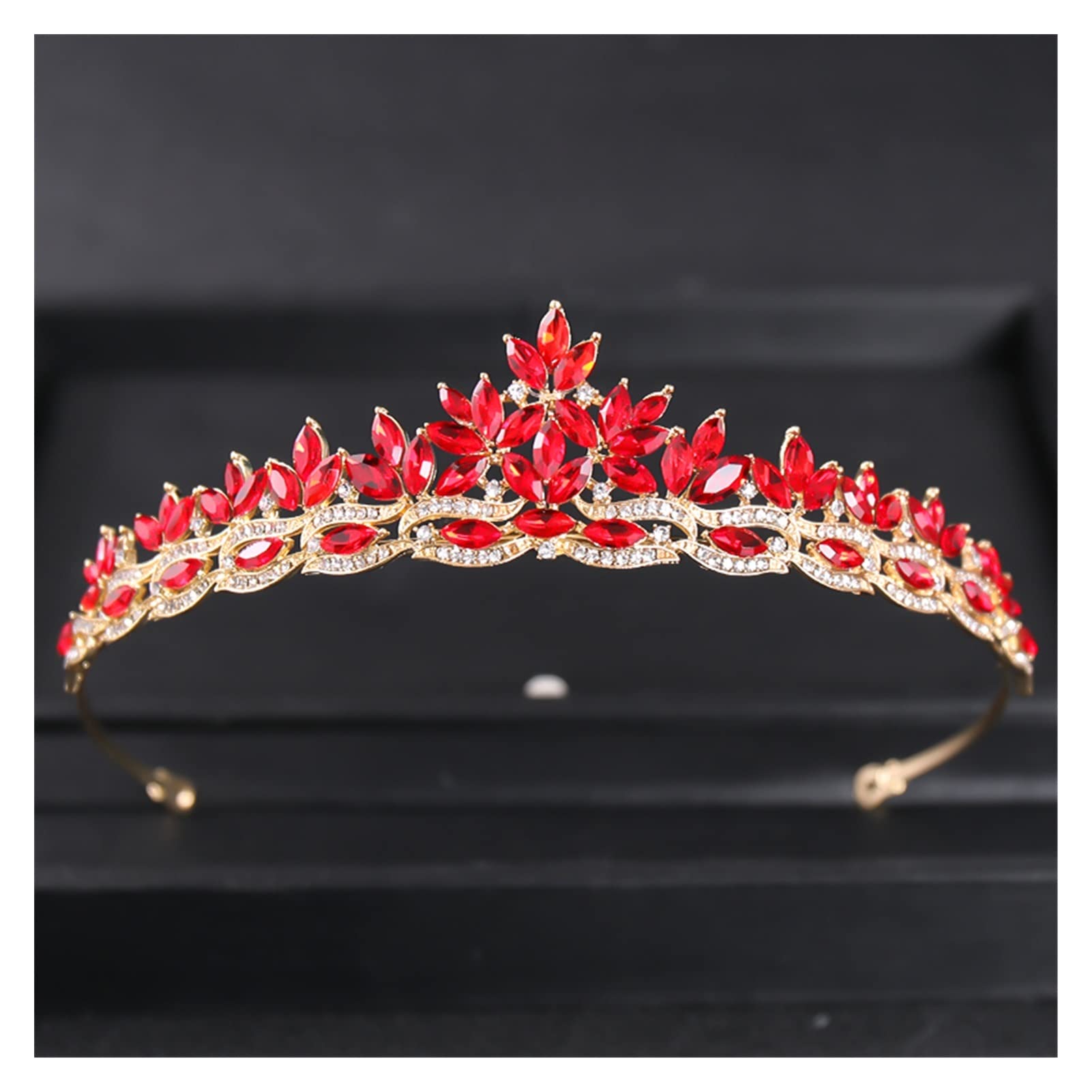 LNNSHX Barocke Luxus-Strass-Brautkrone, Tiara, versilbert, Kristall, Abschlussball, Diadem, Kronen, Stirnband, Hochzeit, Haarschmuck, Schmuck, Tiara (Metallfarbe: Roségold)