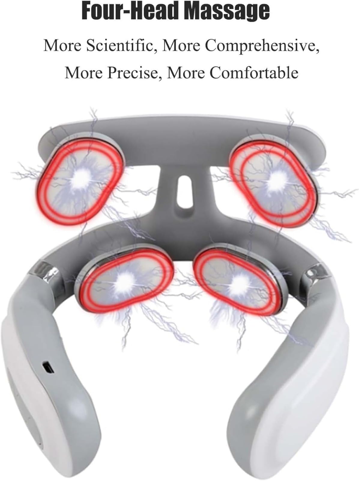 Masseur de cou et d'épaules, acupression à quatre têtes avec chauffage, 14 niveaux de massage, rechargeable pour une utilisation à tout moment