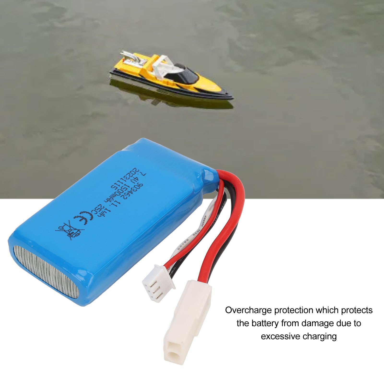 Barco RC Batería de Litio de 7,4 V 1500 mAh Protección Ligera contra Cortocircuitos contra sobrecargas para Barco de Control Remoto V913 L969 K959 con Enchufe EL-2P