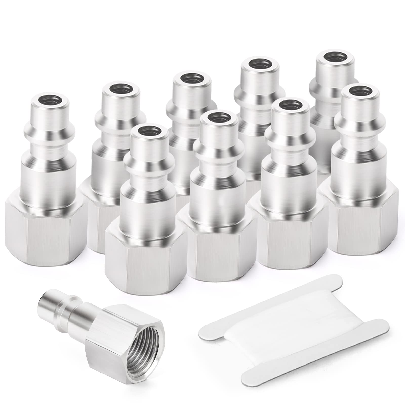 GASHER 10PCS 1/4-Inch NPT Female Industrial Air Tool Fitting, 1/4-Inch High Flow Pneumatic Plugs Max Working Pressure 300PSI