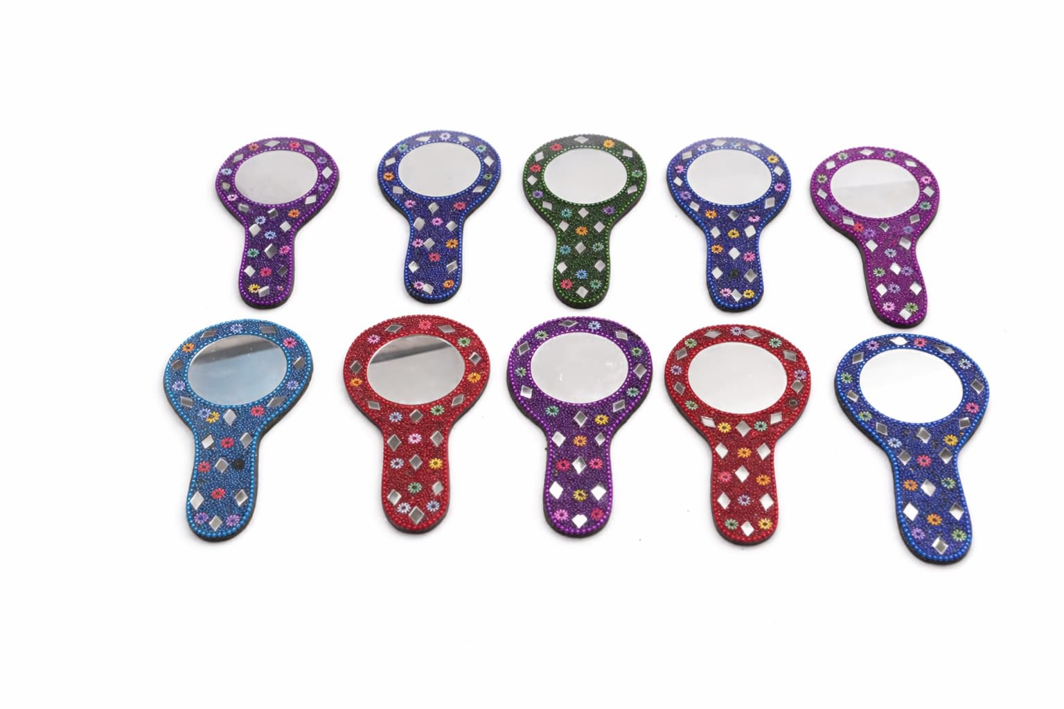 Krishna Creation, markup Mirror, Handicraft Item, s/Wood Multicolor Full, Round Framed/markup Mirror, for Ladies,makup Mirror [Pack of 10 pc ]-image-29