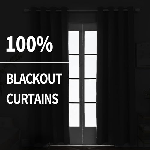 Miniatura 2 de FY FIBER HOUSE Cortinas 100% opacas, decoración del hogar de verano, tratamiento de ventanas, cortinas de terciopelo con ojales sólidos con