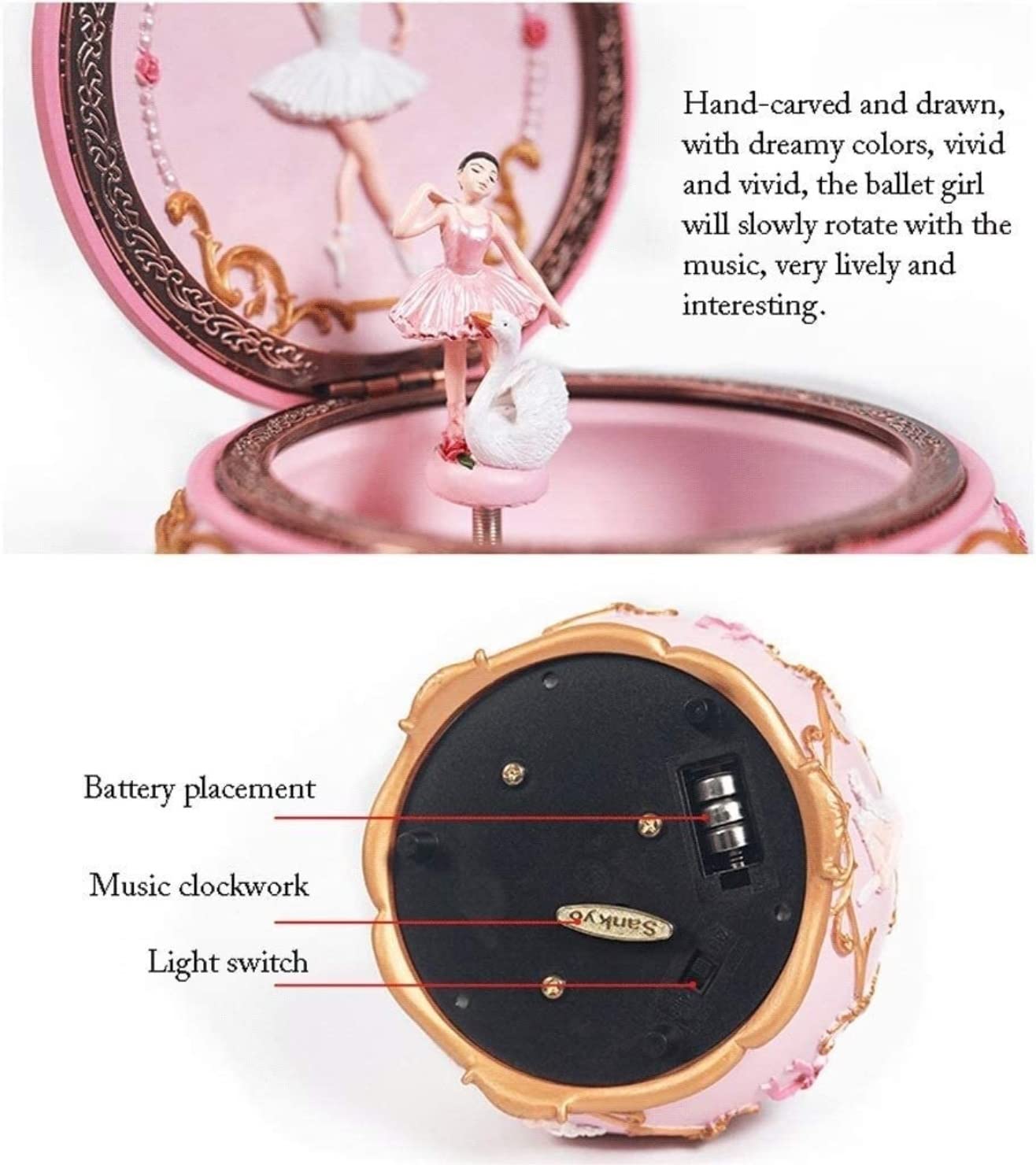Spieluhr Musikspieluhr Dancing Ballet Girl Music Box Rotierende Trinket Music Box Wind-up Musikalische Schmuckschatulle Mit Licht Musik Einschlafhilfe