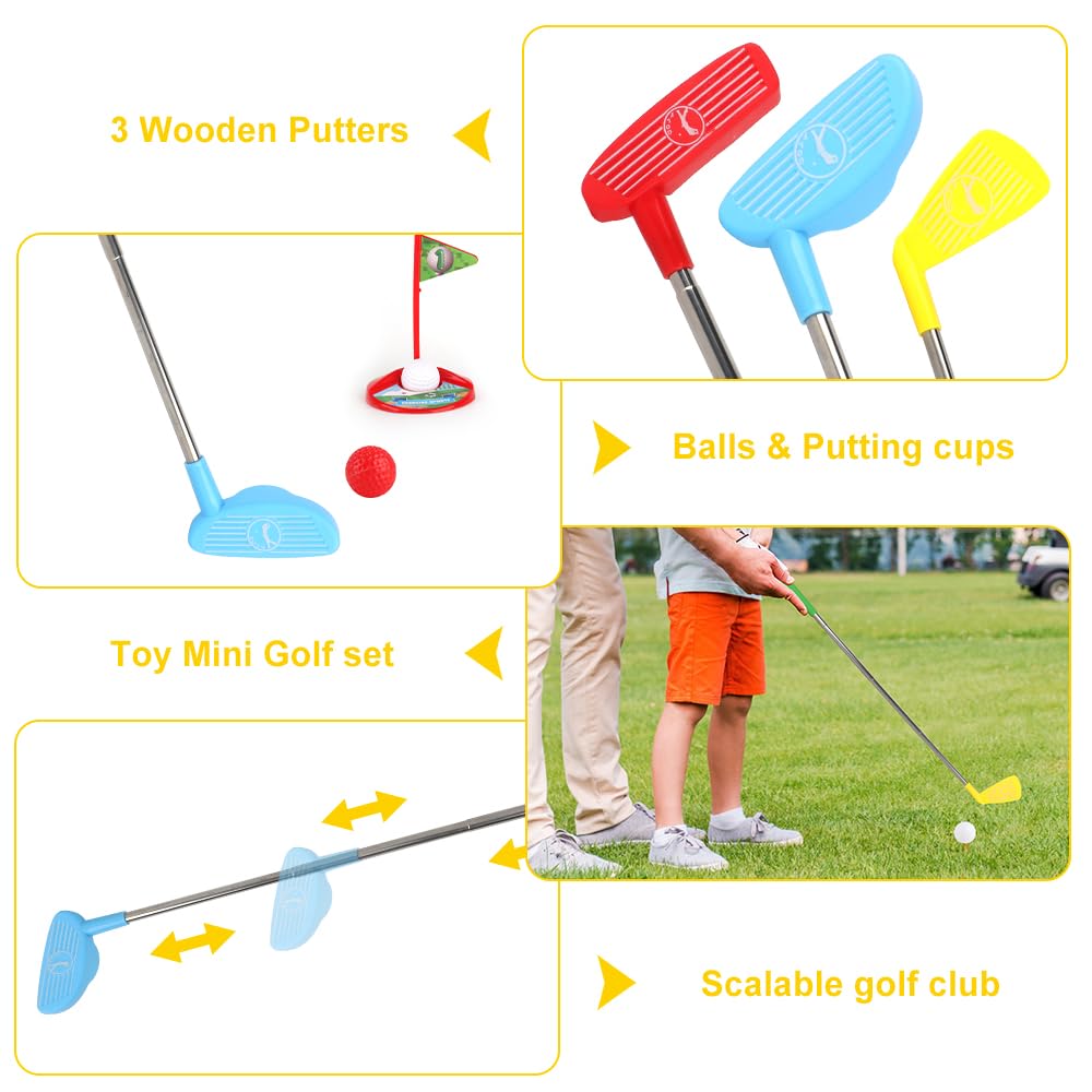 12 Piezas, Mini Golf para niños, Mini Golf para niños, Mini Golf para el hogar, Mini Golf con Pelotas y Palos de Golf retráctiles para niños, Juguete para niños