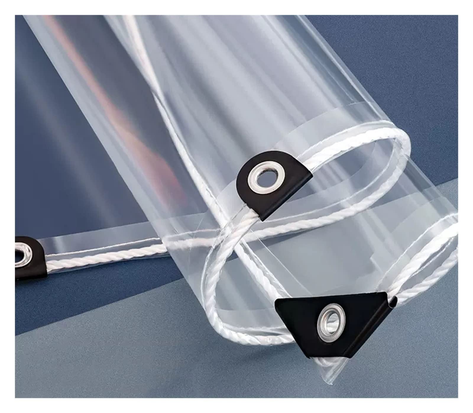 Dekzeilen doorzichtig zwaar zeildoek waterdicht 400 g/m² doorzichtig zeil met oogjes, buiten transparant zeil PVC-gordijn winddicht, scheurbestendig voor tuin (kleur: zwart doorschijnend, maat: 2 x 2