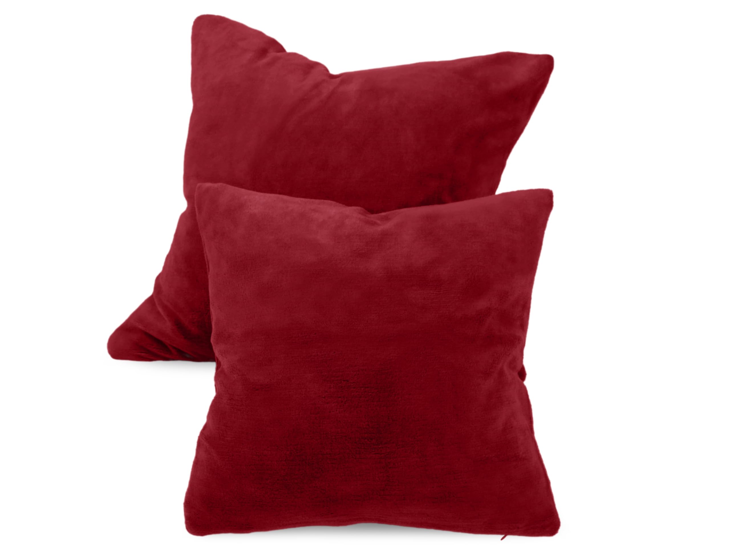 npluseins 2er Pack Kissenhüllen aus Coral-Kuschel-Fleece (2 Stück) 1257.1667, ca. 50 x 50 cm, Burgund
