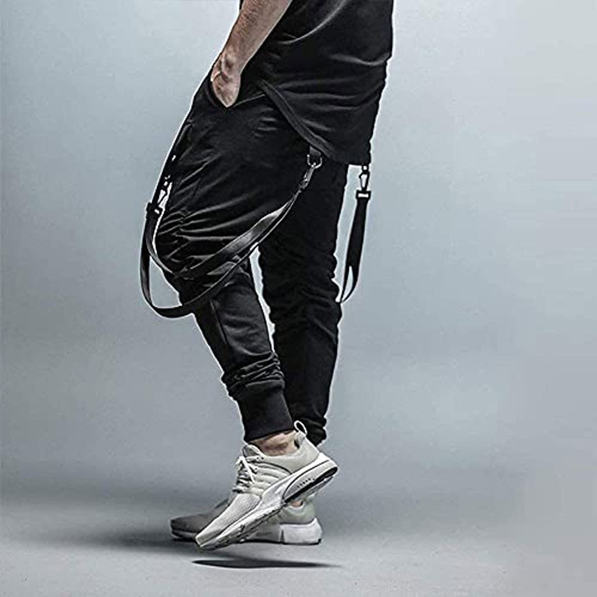 XYXIONGMAO Cargo Hip Hop Pants Streetwear Schwarz Jogger für Herren Taktische Gothic Japanische Street Style Hosen (Schwarz, S)