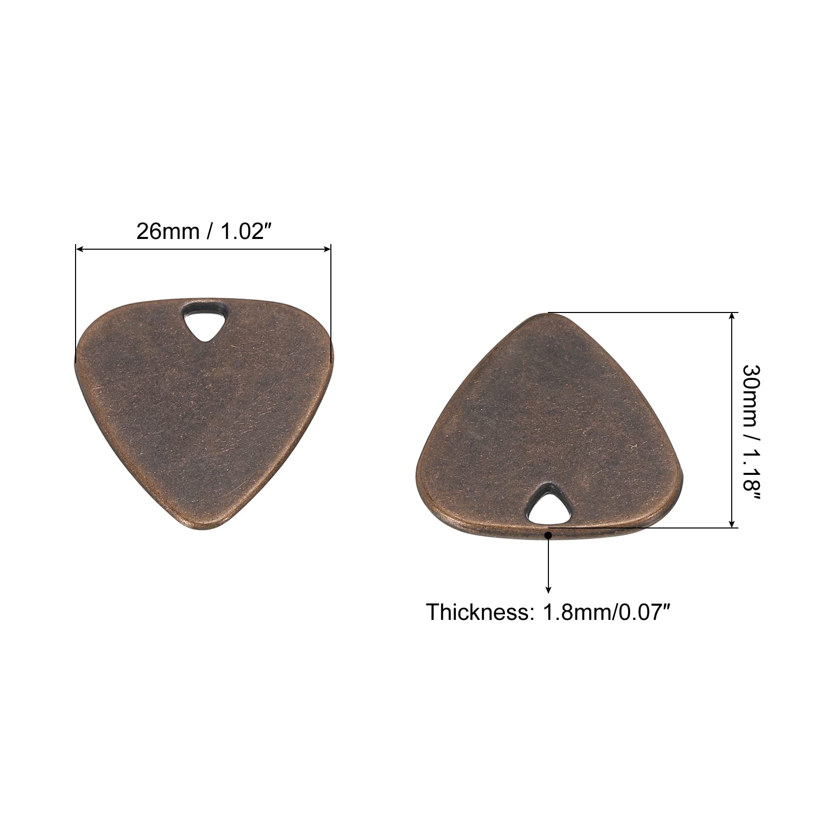 MECCANIXITY Púas de guitarra de metal de 1,8 mm de grosor, tono cobre para guitarra, instrumento musical, paquete de 5