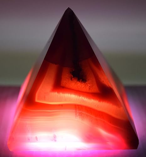 Miniatura 2 de Ágata rosa teñida de 2.4 pulgadas, 9.35 oz, con pirámide de drusa de cuarzo, piedra preciosa natural pulida, en capas, cristal mineral