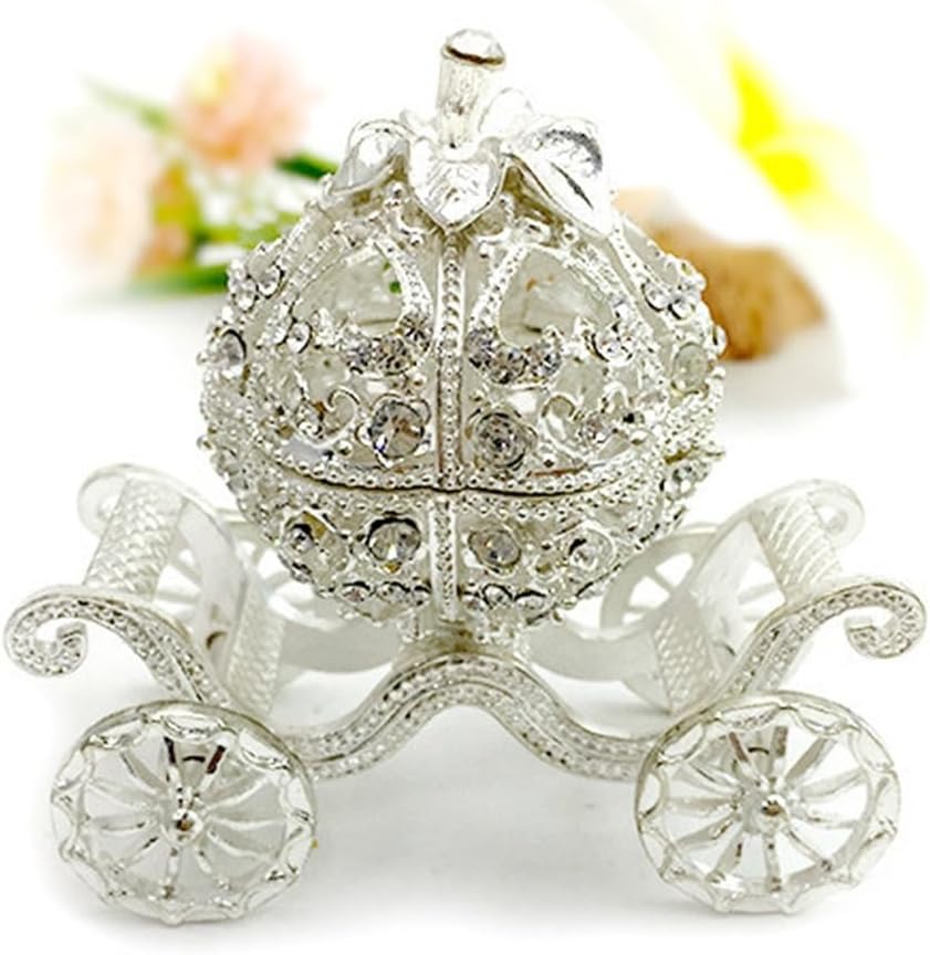 Carriage Crystal Jeweled Trinket Jewelry Box, Wedding Novelty Gift for Women Girls image 5