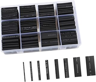 GLEAVI Tubos Termorretráctiles De 650 Piezas Gruesos Y Resistentes De Color Negro para Proyectos Domésticos Y Automotrices.