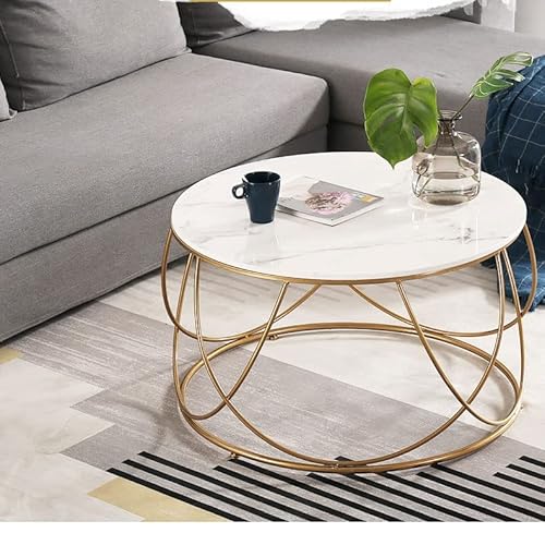 Acquire Nordic Minimalist Slate Living Room Coffee Table Modern Small Round Iron End Side Table Gold Mirror Marble Bedside Table (Color : B, Size : 45 * 80Cm) #TOP3
