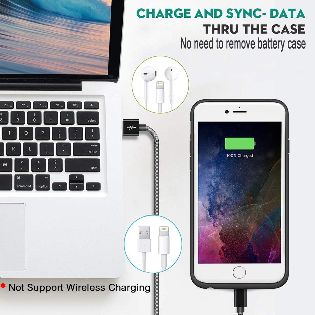 Battery Case for iPhone 8 Plus/7 Plus/6 Plus/6s Plus, 6500mAh Portable Rechargeable Battery Pack Charging Case Made for iPhone 6s Plus/6 Plus/7 Plus/8 Plus (5.5 inch) External Charger Case-Black