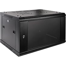 RackPath 6U Professional Wall Mount Server Cabinet Network Rack Enclosure, 2X Quiet Cooling Fan, Locking Glass Door, Black