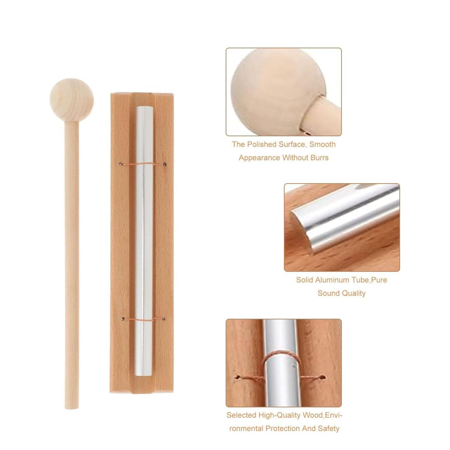 Carillon de Méditation Solo - Instrument de Percussion en Maillet pour Yoga, Relaxation, Thérapie Sonore pour Prière, Guérison, Énergies Positives et Salles de Classe
