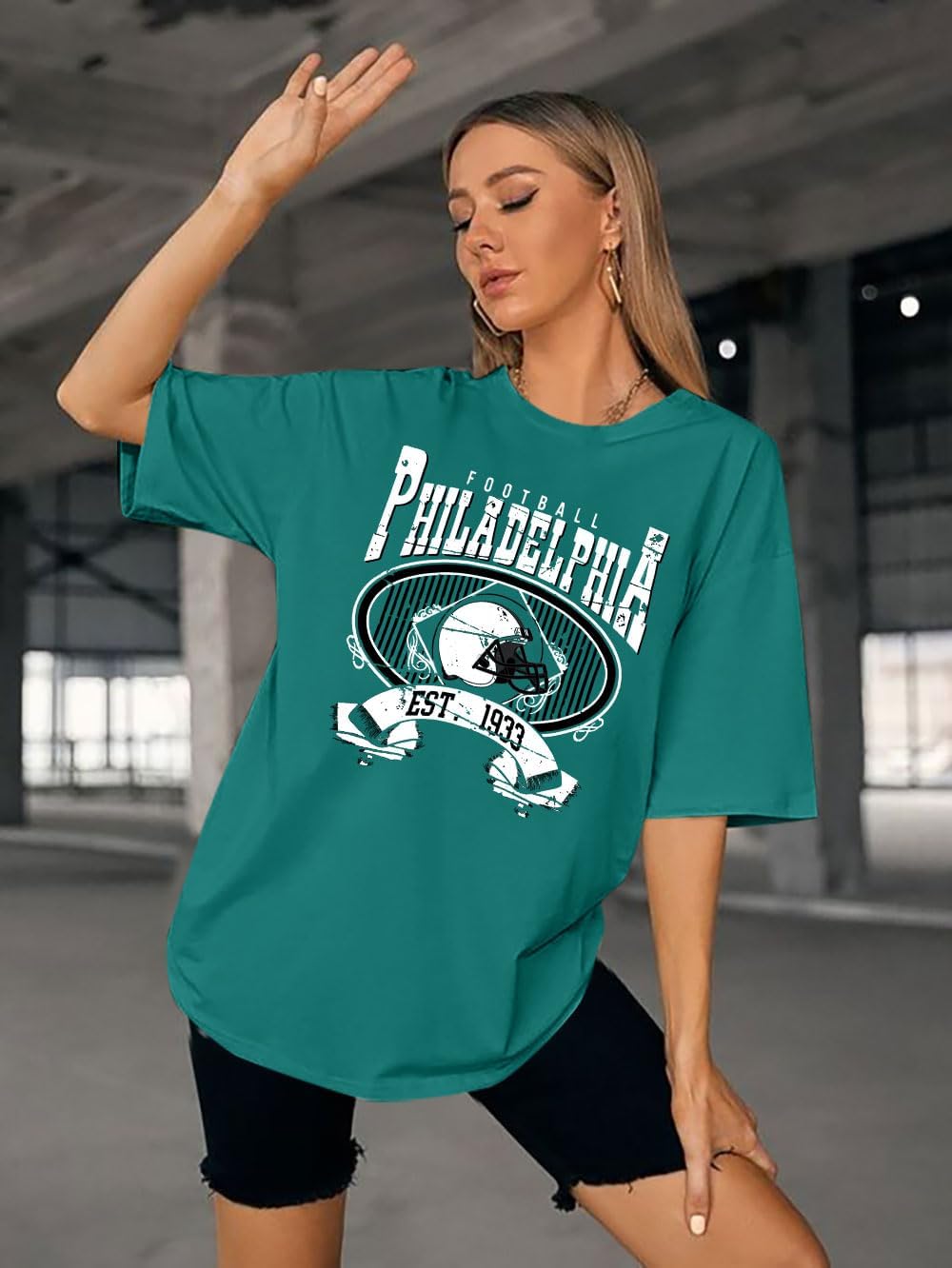 Football Shirts Women Game Day Oversized Shirt Football Team Fan Tee Sports Jersey Gift Tops - Image 3