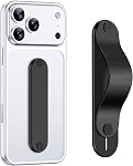 GripMate Support de poignée de téléphone, support de fixation de doigt, kiosque en alliage d'aluminium métallique avec doux TPU Boucle - Universel Ultra Poignée mince et confortable pour iPhone Samsung et la plupart des smartphones, Noir
