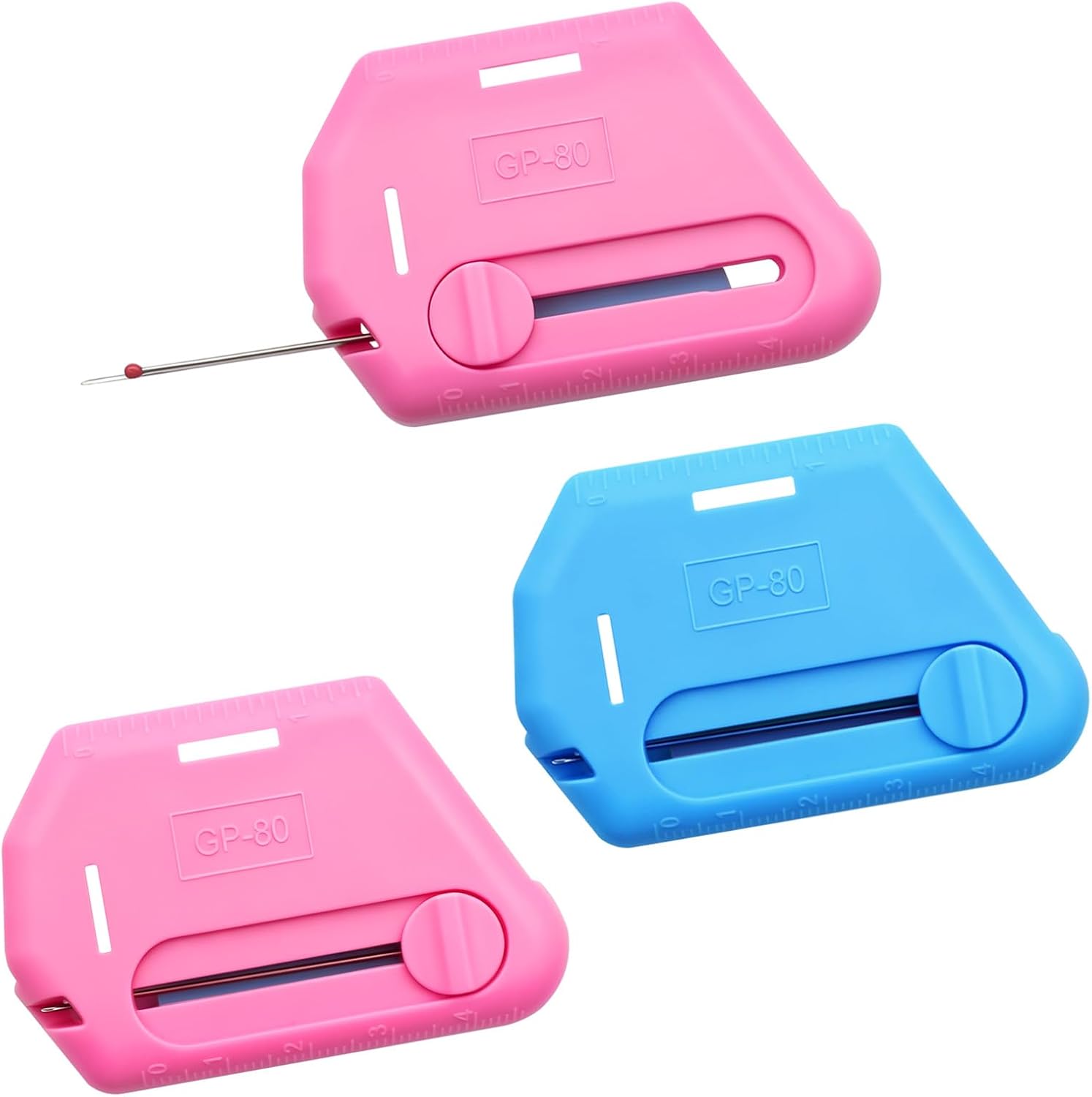 3 PCS Magnetic Seam Guide for Sewing Machine, Seam Guide with Seam Rippers Scale for All Household Sewing Machines, Sewing Accessories（1 Blue & 2 Pink）