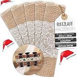 Jute Tischläufer | 5 Stück | à 270 x 30 cm | mit aufgenähter Spitze von Ratzlaff Hochzeitsdekorationen® | Auch als Weihnachtsdeko geeignet