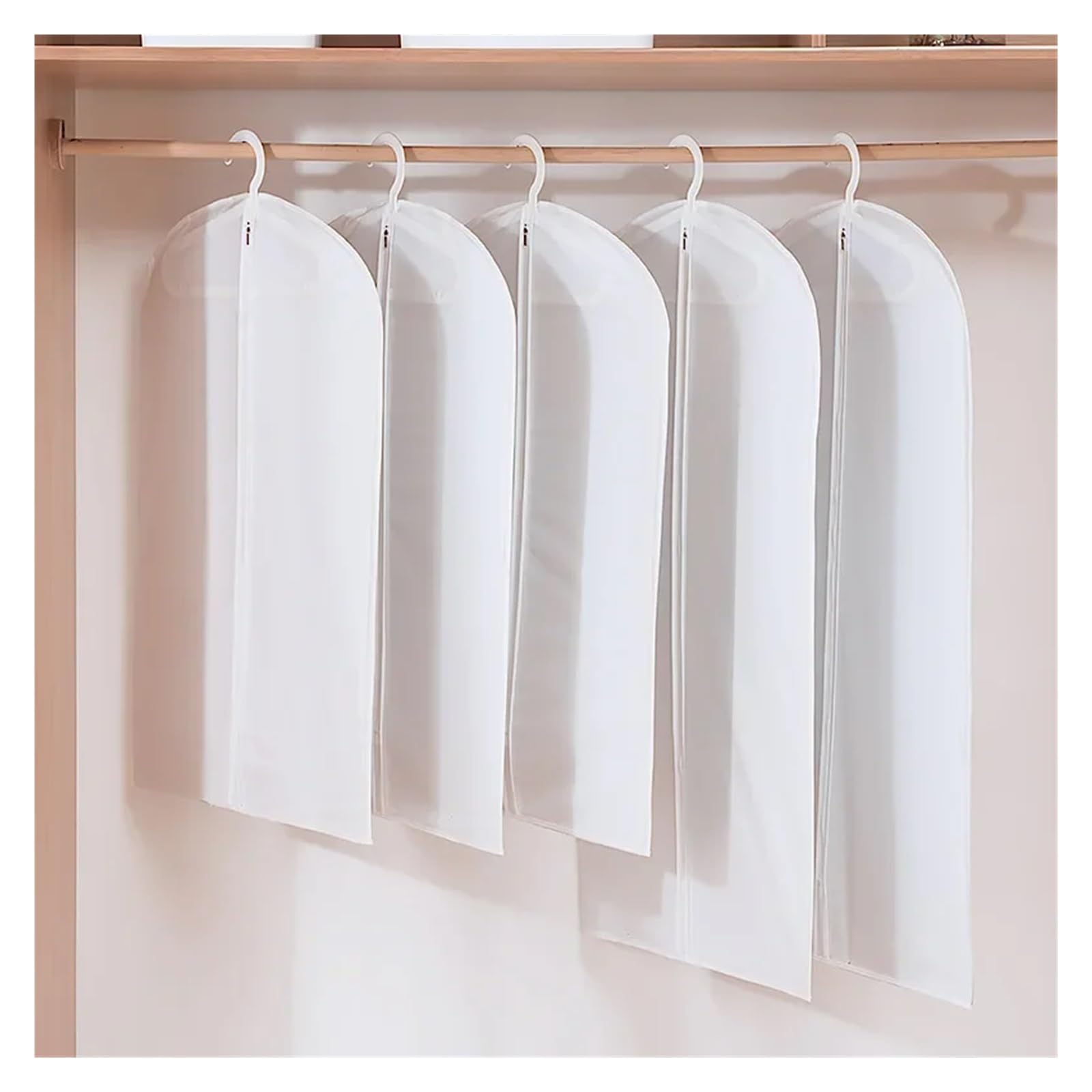 Garment Bag 5pcs Transparent EVA Printed Cover Clothes Hanging Bags Home Suit Coat Storage Wardrobe Organizer(White,60x90cm)