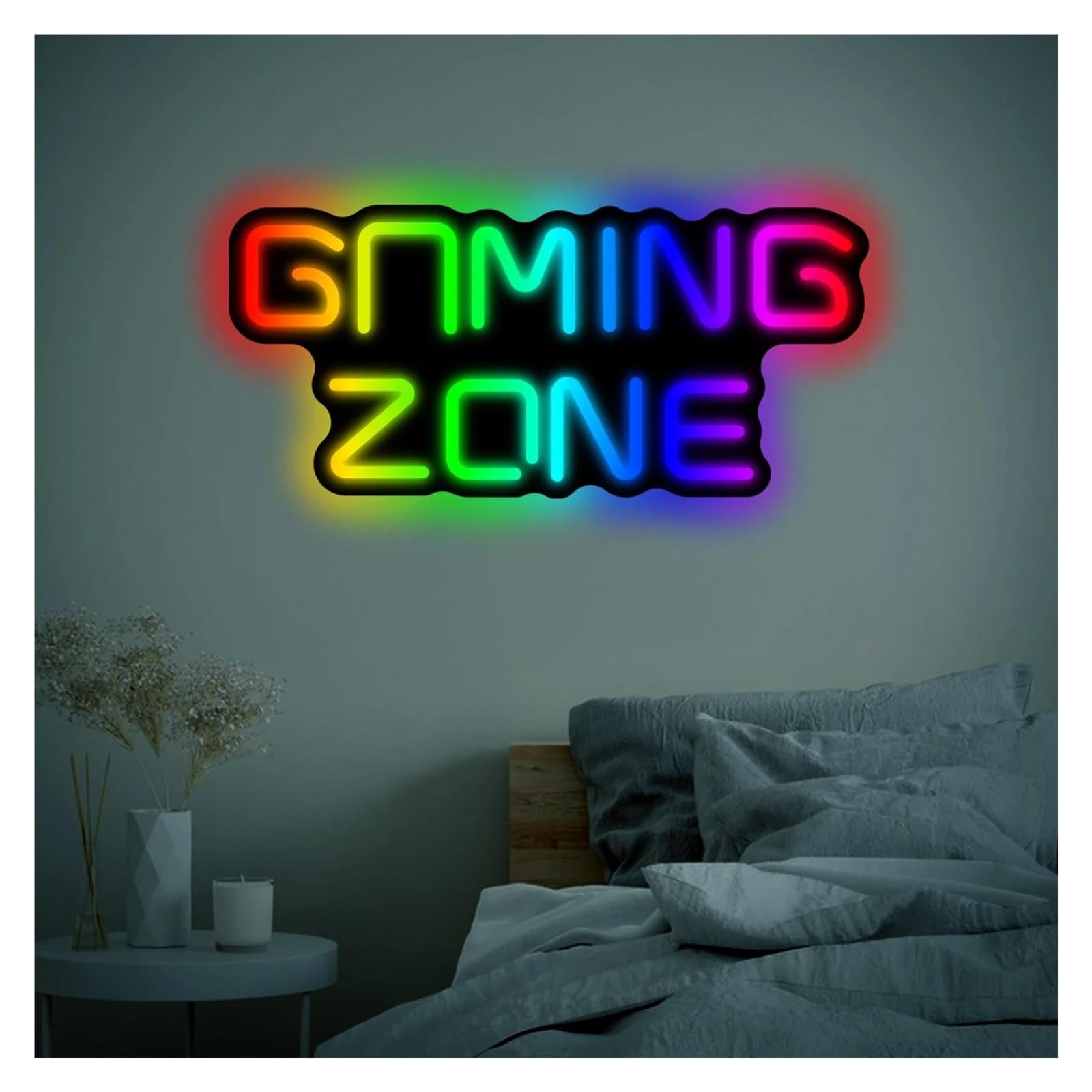 Luci al Neon Da Parete Insegna Al Neon Gaming Zone Con Luce Dimmerabile Per Sala Giochi Taverna, Camera Da Letto Amante Dei Videogiochi Negozio Festa Decorazione 40.6cmx18.6cm